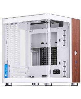 Jonsbo TK-0 PC-kotelo, Mini-Tower, Mini-ITX, karkaistu lasi, puu - valkoinen