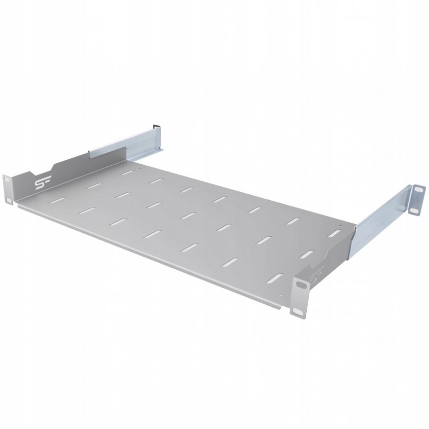 LEXI-Net 19" rack with perforation 1U/250mm, load capacity 45kg, rear adjustable handle, gray