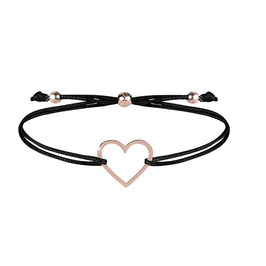 Troli Cord bracelet with heart black/bronze