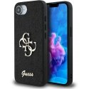Guess PU Fixed Glitter 4G Metal Logo Apple iPhone 16e dėklas telefonui juodos spalvos