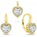 Brilio Silver Gold-plated heart jewelry set with zircons SET273Y (earrings, pendant) Brilio Silver Gold-plated heart jewelry set with zircons SET273Y (earrings, pendant)