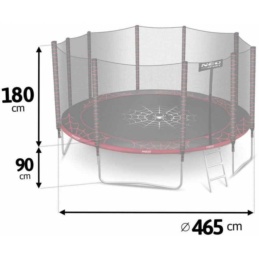 15 ft / 465 cm garden trampoline with external net and Neo-Sport ladder – 3