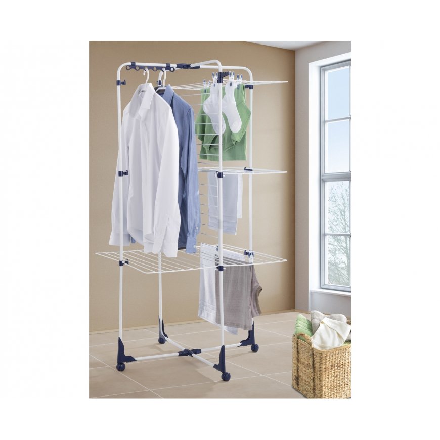 Leifheit 81455 laundry drying rack/line Floor-standing rack Blue, White – 4