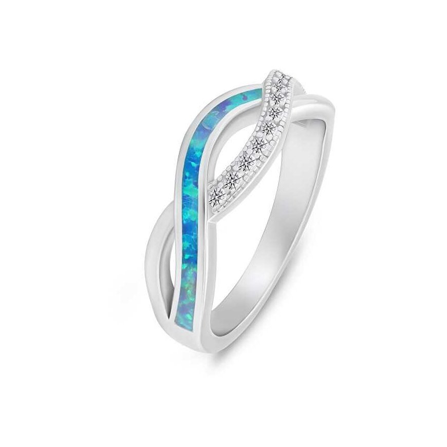 Brilio Silver Brilio Silver Elegant silver ring with zircons and synthetic opal RI126WLB