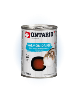 Canned soup for cats : Ontario Drink Adult Salmon, 135 g