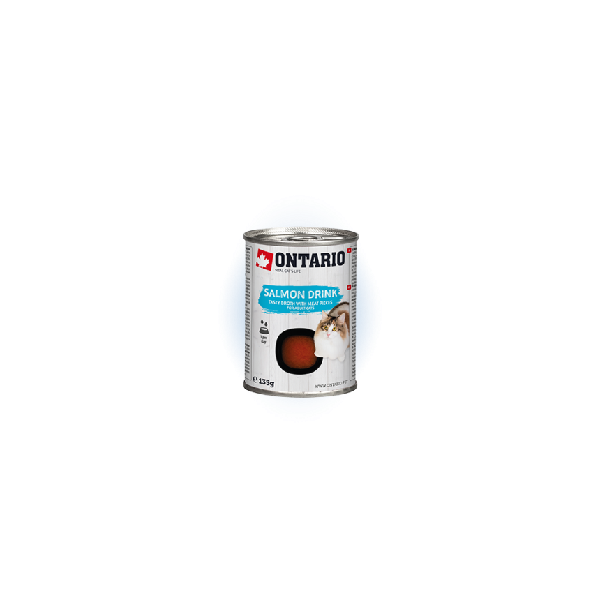 Canned soup for cats : Ontario Drink Adult Salmon, 135 g