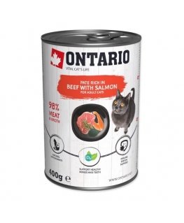 Canned cat food - Ontario Cat can Beef with Salmon flavoured wit