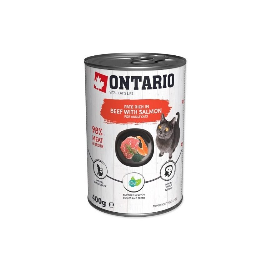 Canned cat food - Ontario Cat can Beef with Salmon flavoured wit