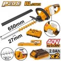 Ingco CHTLI400282 cordless hedge trimmer incl. 2pcs battery and charger Ingco CHTLI400282 cordless hedge trimmer incl. 2pcs battery and charger