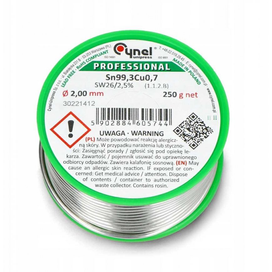 Lydmetalis Cynel LC99.3 SW26 250g/2mm - be švino – 2