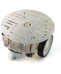 Oem Round 2WD Chassis - Robot Chassis with DC Motor Drive - Gray Aluminum