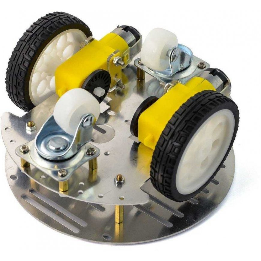 Oem Round 2WD -runko - Robotin alusta tasavirtamoottorilla - harmaa alumiini – 2
