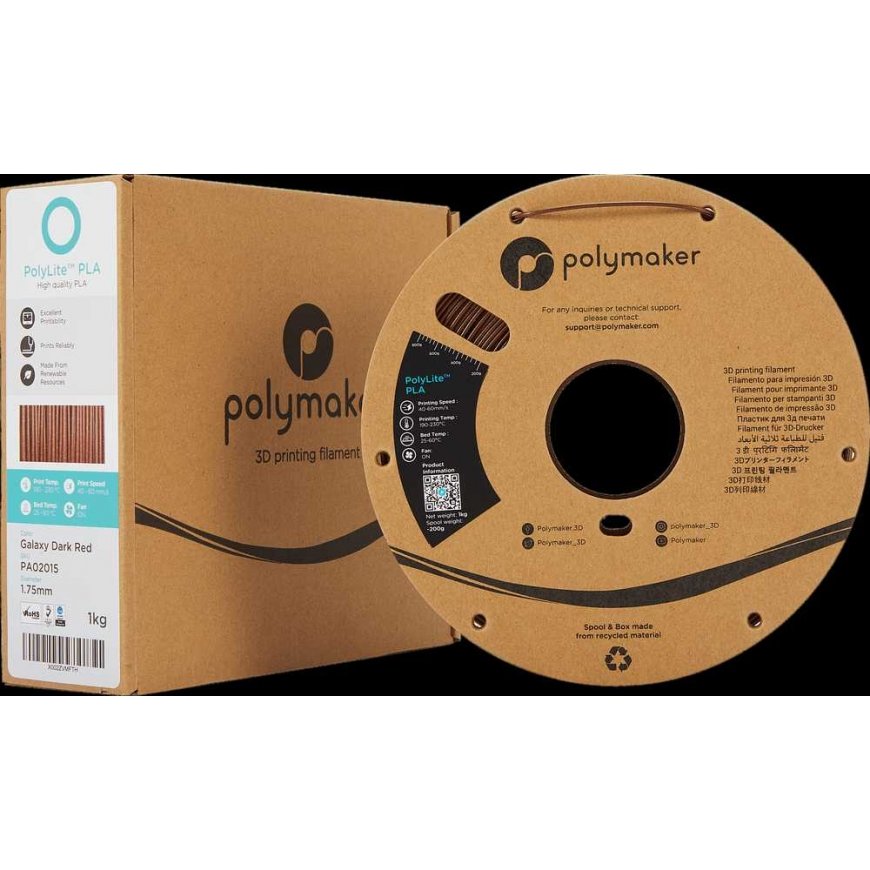 Polymaker PolyLite PLA - 1kg - 1.75mm - Galaxy Dark Raudona – 3