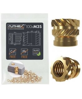 Ruthex M3 lyhyt kierteinen sisäosa – Rx-M3Sx4.0 - 100 kpl