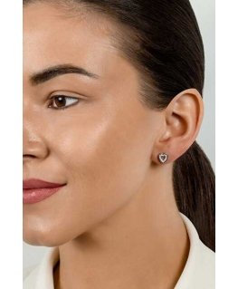 Brilio Silver Charming bronze earrings with zircons Hearts EA573R