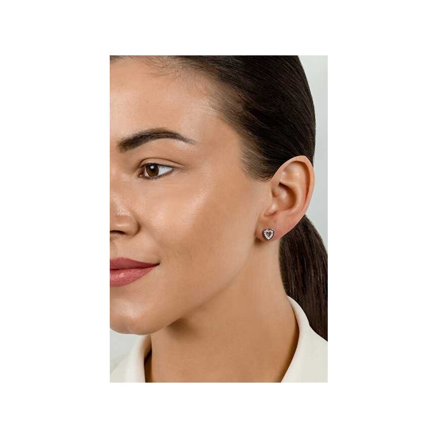 Brilio Silver Charming bronze earrings with zircons Hearts EA573R