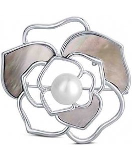 Jwl Luxury Pearls Pearl brooch 2in1 with real white pearl and mother-of-pearl JL0627