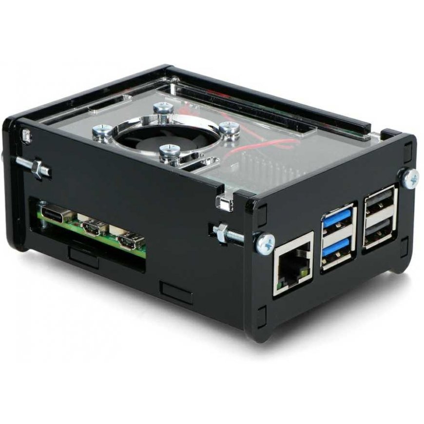 Gravlaser-kotelo Raspberry Pi 5:lle tuulettimella - musta – 2