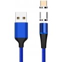Kabelis USB PremiumCord PremiumCord Magnetinis mikro USB ir USB-C įkrovimo ir duomenų kabelis, 1m, sidabrinis
