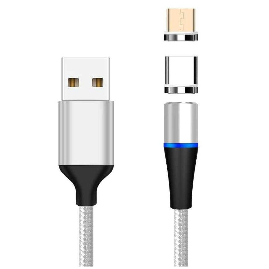 Kabelis USB PremiumCord PremiumCord Magnetinis mikro USB ir USB-C įkrovimo ir duomenų kabelis, 1m, sidabrinis – 3
