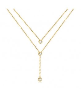 Troli Charming double gold-plated necklace with zircons