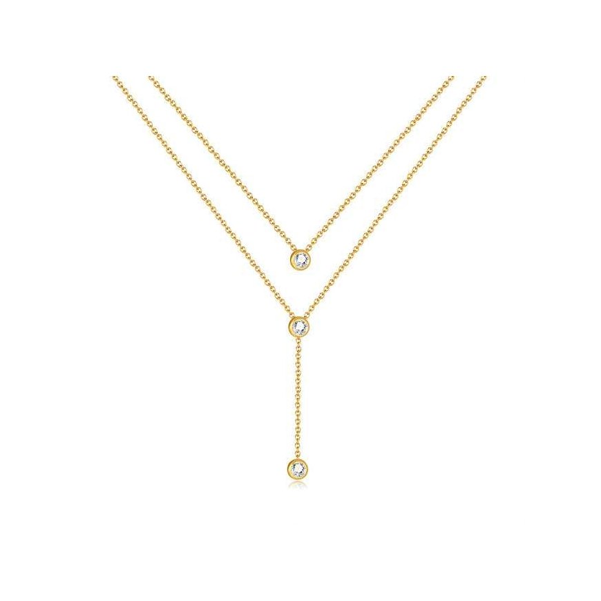 Troli Charming double gold-plated necklace with zircons
