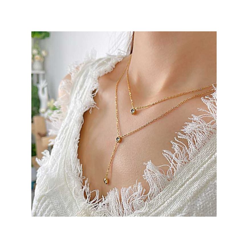 Troli Charming double gold-plated necklace with zircons – 2