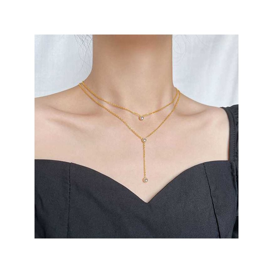 Troli Charming double gold-plated necklace with zircons – 3