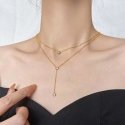 Troli Charming double gold-plated necklace with zircons Troli Charming double gold-plated necklace with zircons