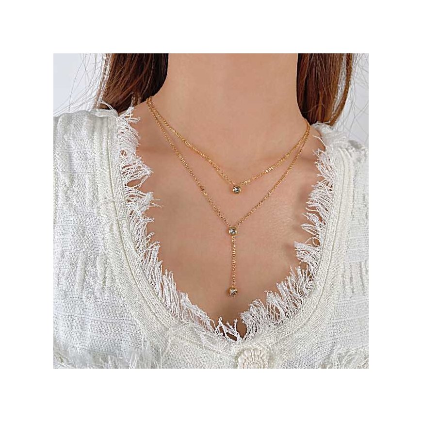 Troli Charming double gold-plated necklace with zircons – 5