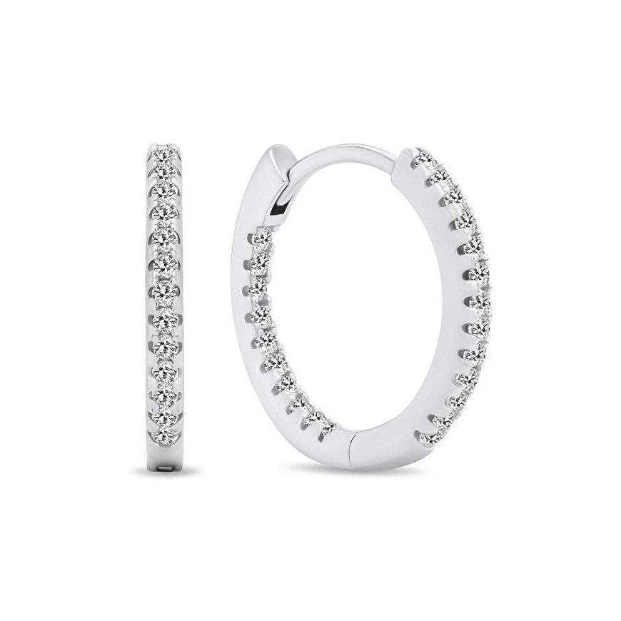 Brilio Silver Shiny round earrings with zircons EA362W