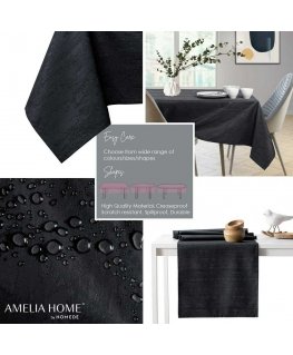 Tablecloth Vesta black pressed modern 80x80 AmeliaHome