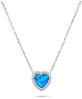Brilio Silver Brilio Silver Sparkling Silver Heart Necklace with Opal NCL134WB