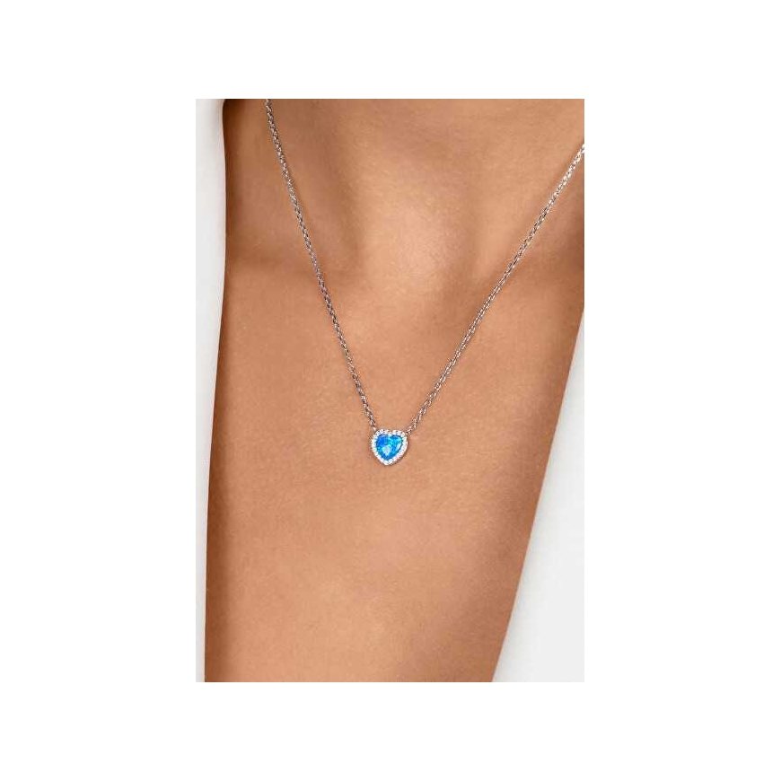 Brilio Silver Brilio Silver Sparkling Silver Heart Necklace with Opal NCL134WB – 3