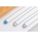 Brilio Silver Brilio Silver Sparkling Silver Heart Necklace with Opal NCL134WB