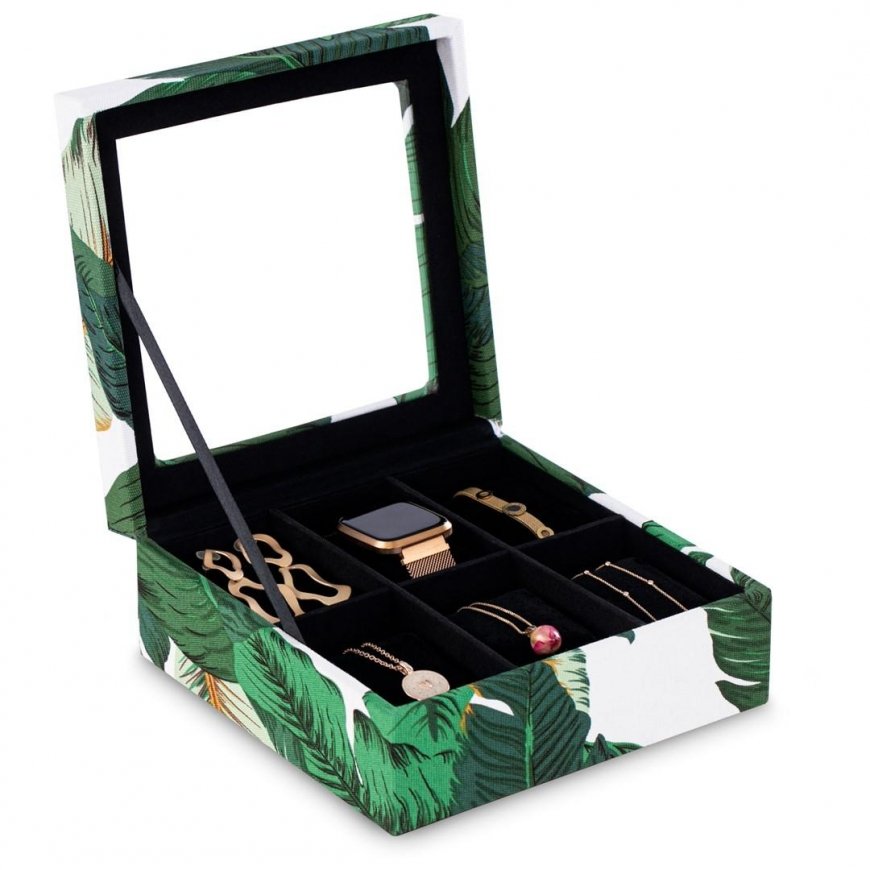 AmeliaHome Jewelry Box / AH / GLASEN / LEAVES / 18X7 – 2