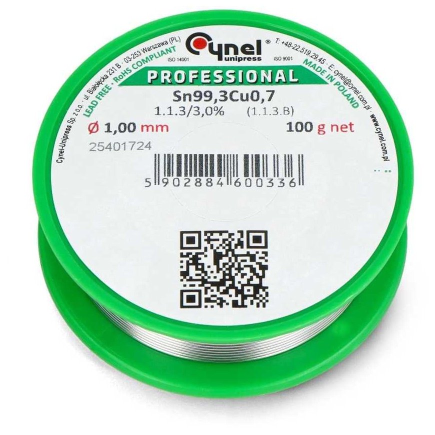 Solder Cynel LC99.3 100g/1mm - lead-free