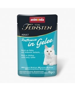 ANIMONDA Vom Feinsten Adult Raffinesse hyytelössä, jossa on runsaasti kanaa mustalla pollockilla - märkäruoka kissoille - 85g