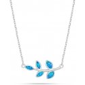 Brilio Silver Decent silver leaf necklace with blue opal NCL165WB Brilio Silver Decent silver leaf necklace with blue opal NCL165WB