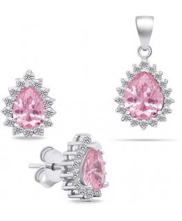 Brilio Silver Brilio Silver Charming silver jewelry set with zircons SET226WP (earrings, pendant)