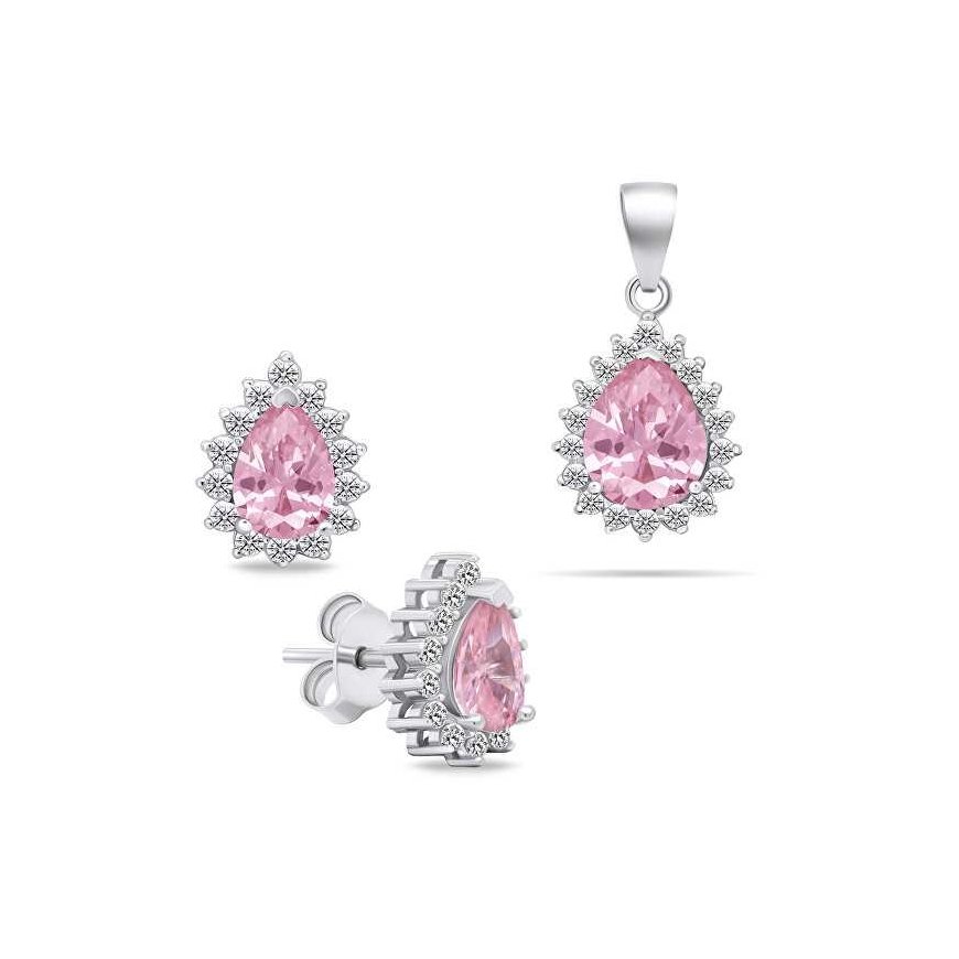 Brilio Silver Brilio Silver Charming silver jewelry set with zircons SET226WP (earrings, pendant)