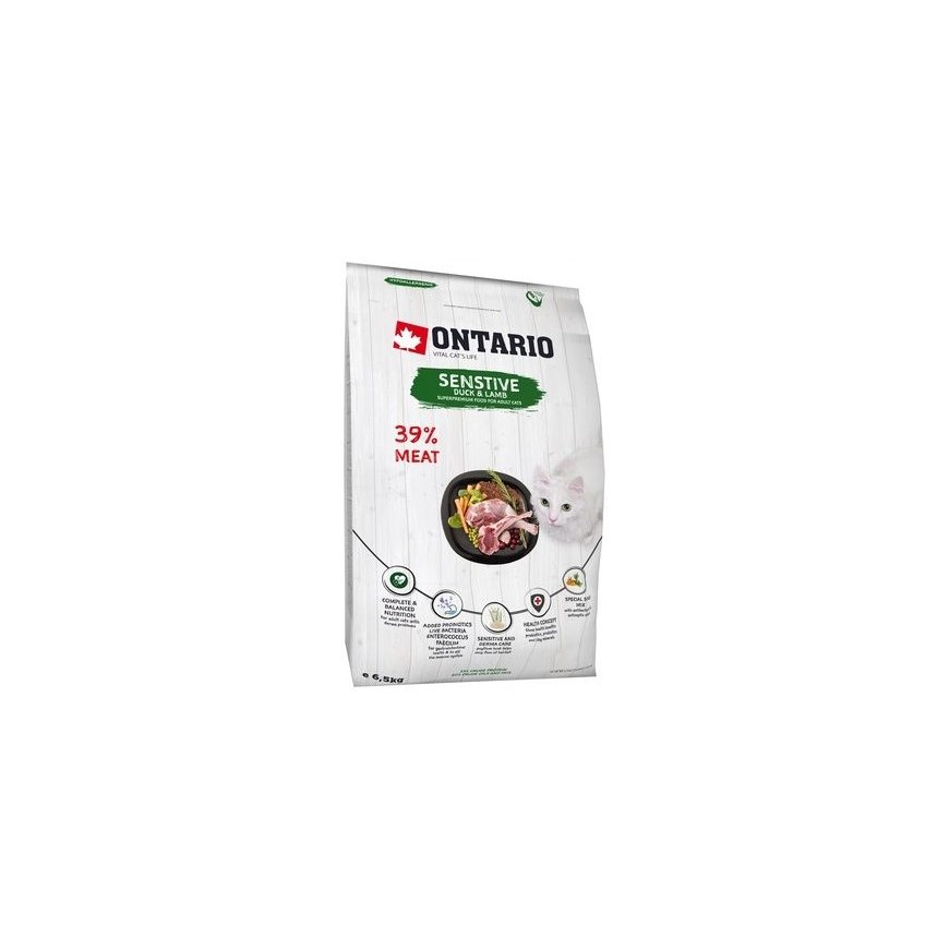 Dry cat food - Ontario Cat Sensitive Derma, 6.5 kg