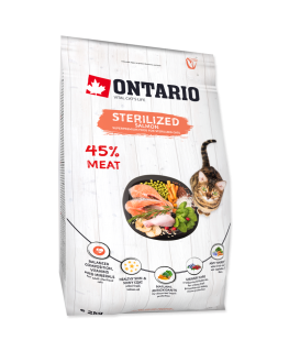 Dry cat food : Ontario Cat Sterilised Salmon, 2 kg