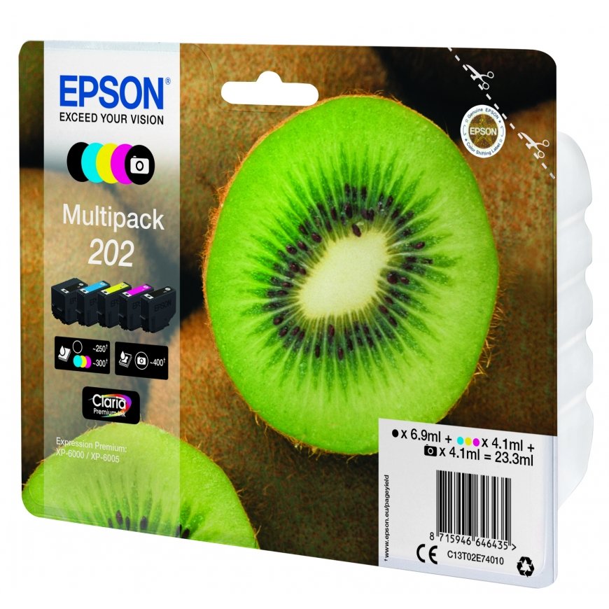 Epson Kiwi 202 струйный картридж 1 шт Подлинный Стандартная Черный, Фото черный, Голубой, Пурпурный, – 3