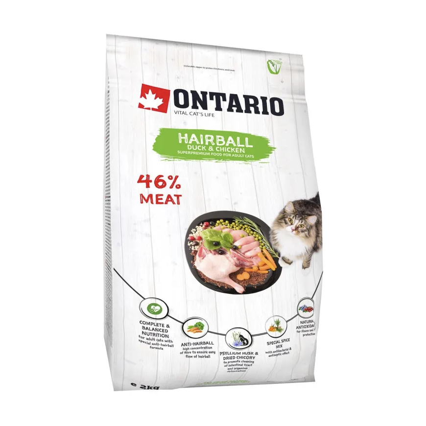 Dry cat food - Ontario Cat Hairball 2 kg