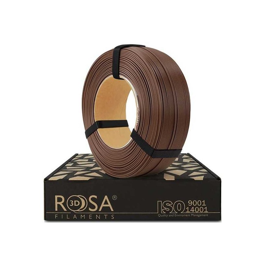 3D plastikas PLA ruda (chocolate ruda) 1.75mm 1kg refill pakuotė Rosa3D