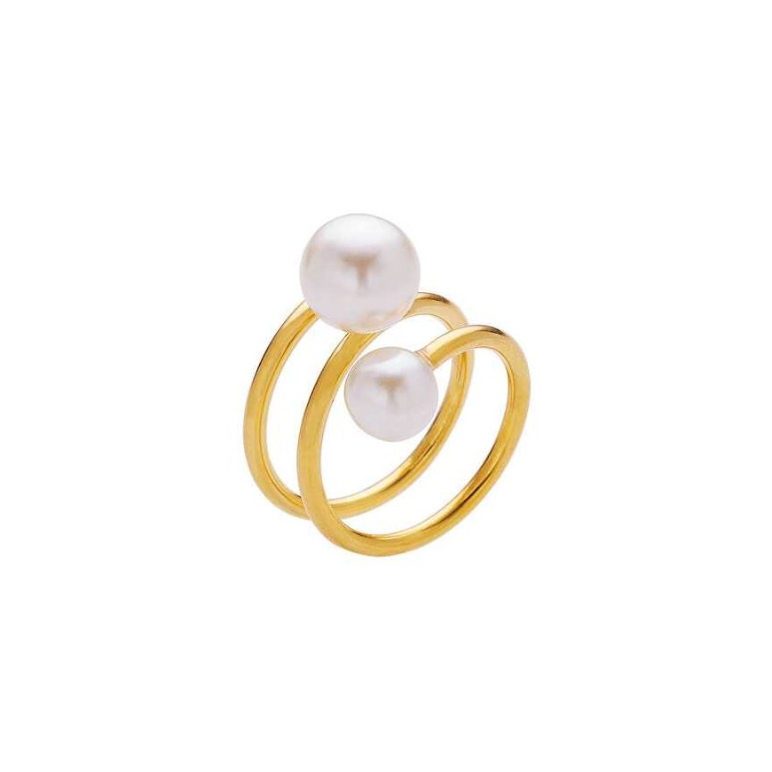 Troli Elegant gold-plated ring with synthetic pearls