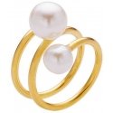 Troli Elegant gold-plated ring with synthetic pearls Troli Elegant gold-plated ring with synthetic pearls