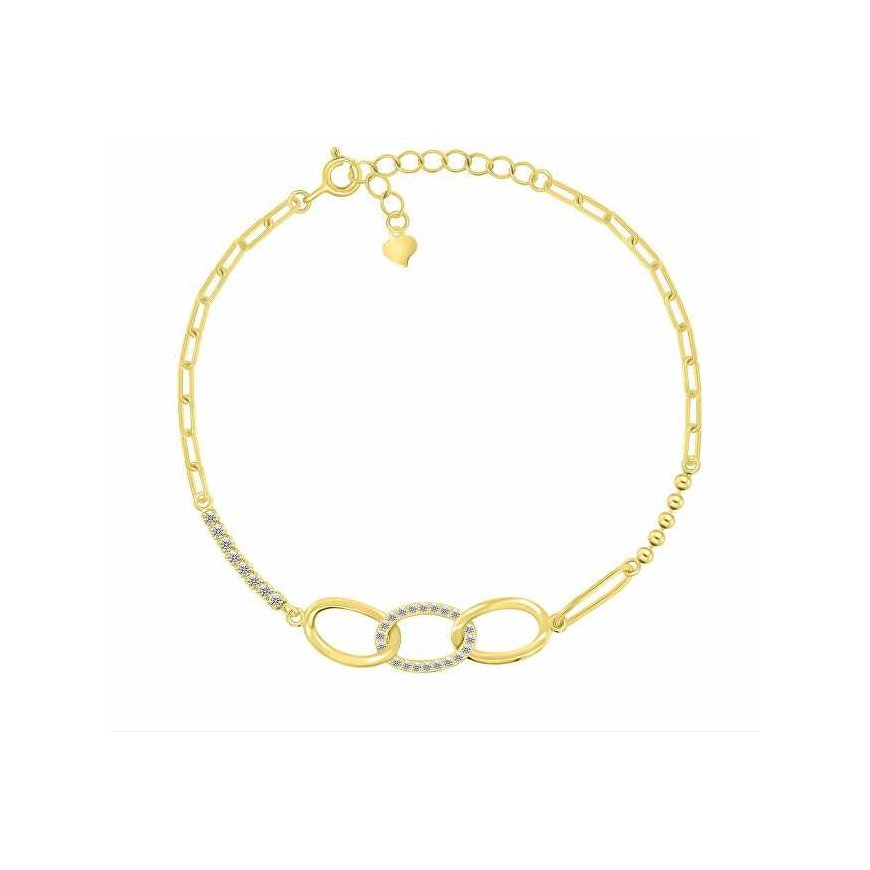 Brilio Silver Gold-plated women's bracelet with clear zircons BRC159Y