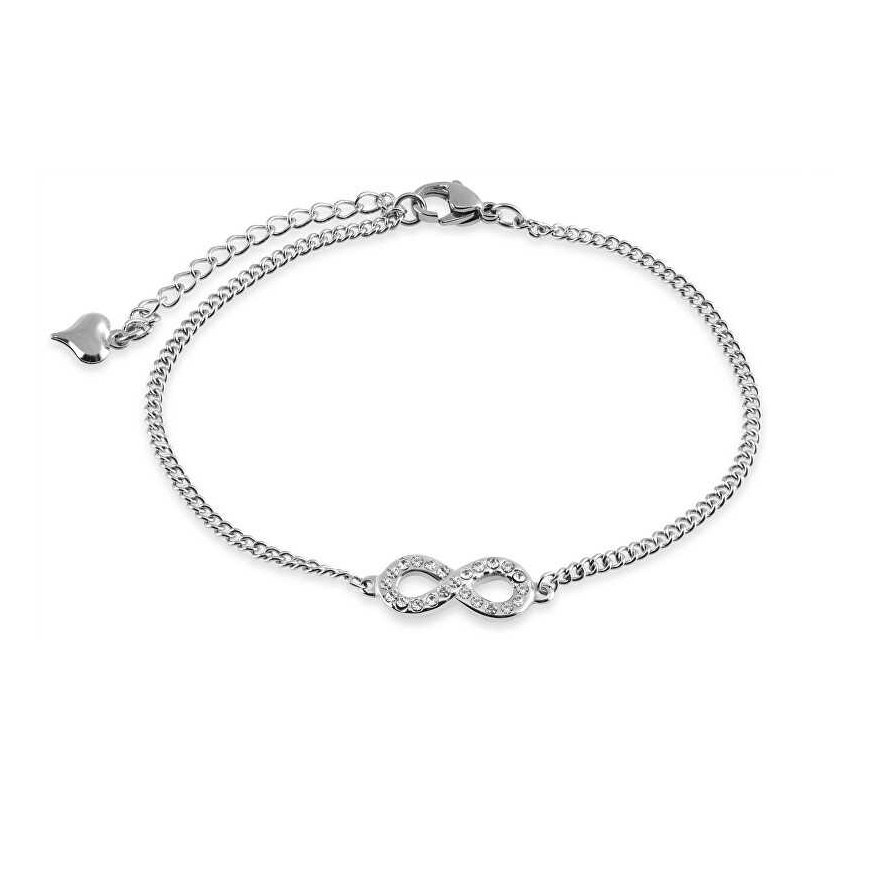 Troli Steel ankle bracelet with crystals Infinity